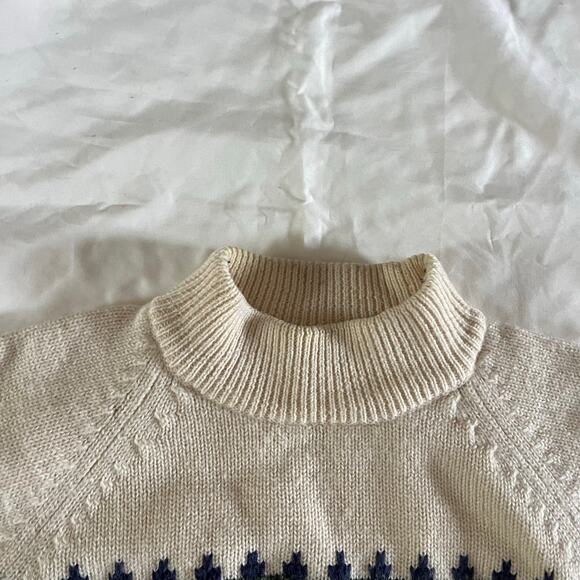 Vtg Cream Retro Nordic Print Wool Eclectic Grandpa Pullover Sweater Men's L - Picture 3 of 10